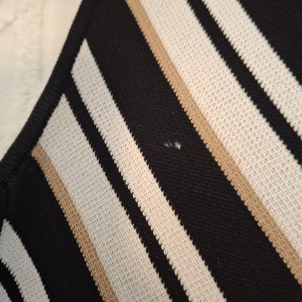 New York & Company Womens Large Sweater Dress Black White Striped Chevron Midi - Picture 6 of 9